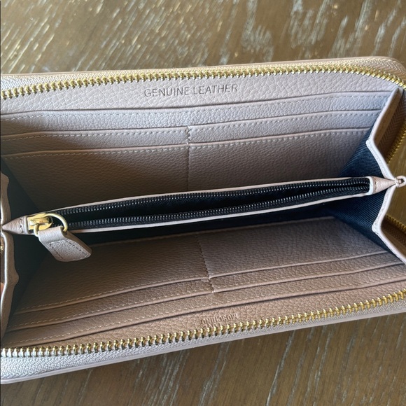 LOVE MOSCHINO Genuine Leather beige studded zip-around gold-tone Wallet - Picture 4 of 15